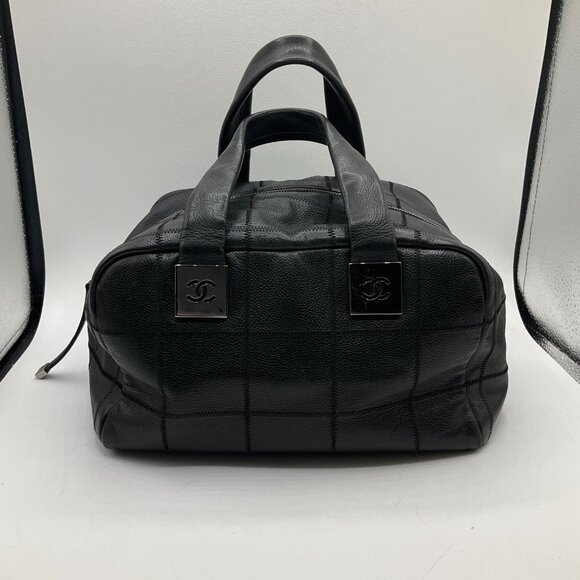 Chanel Choco Bar Caviar Leather Black Handbag Purse - Picture 3 of 13